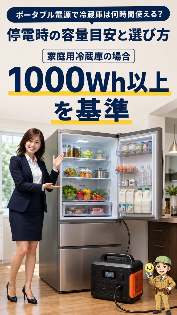 家庭用冷蔵庫を守るなら1000Wh以上を基準に考える画像