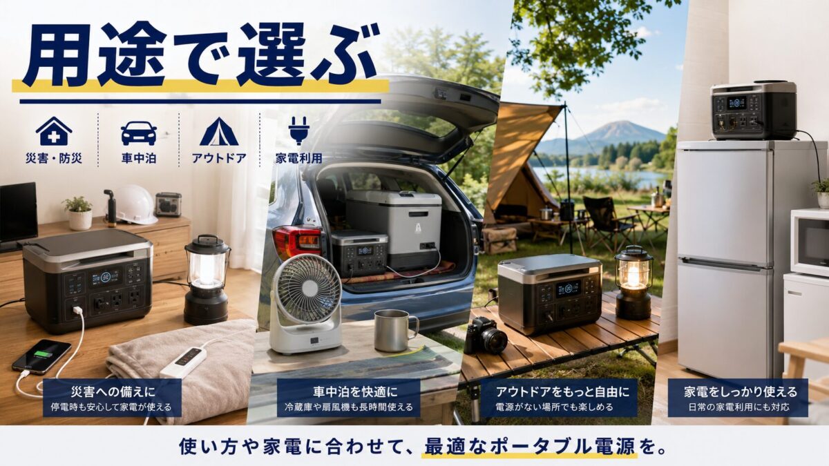 用途別・家電別のポータブル電源記事一覧