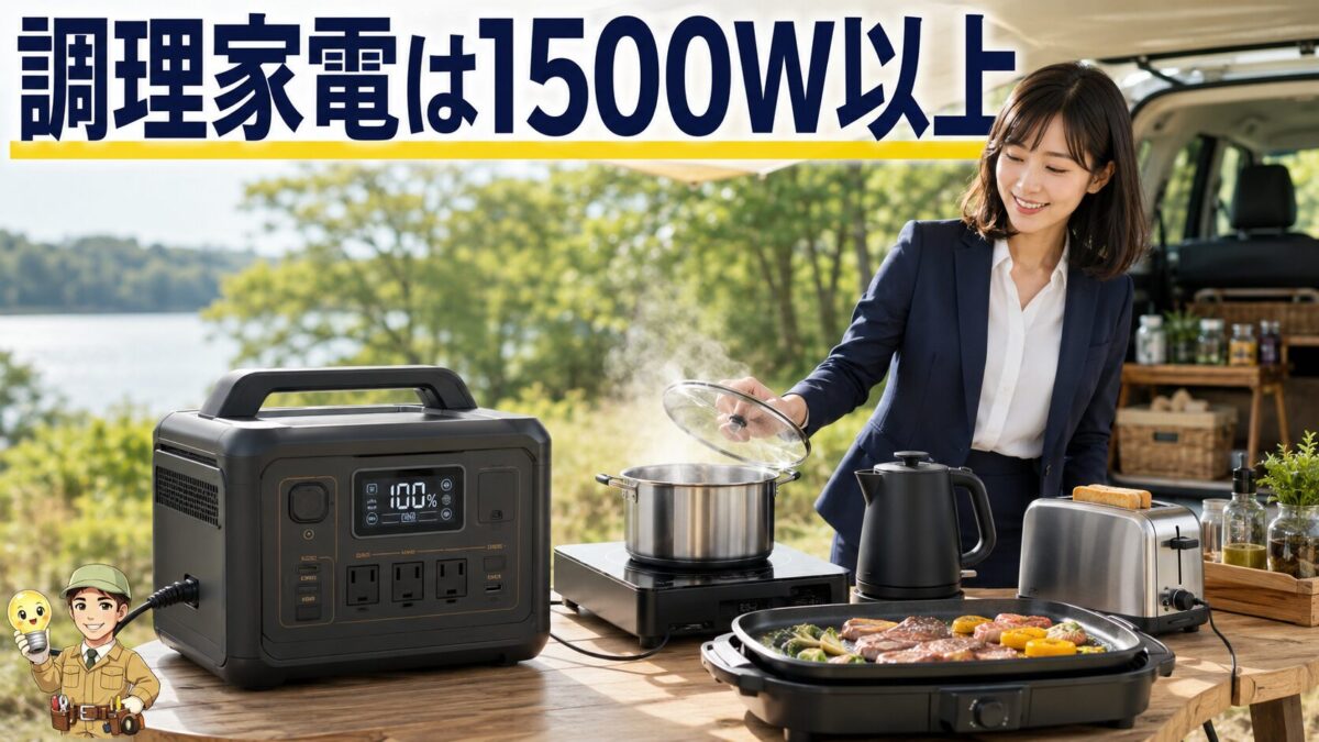 IHコンロやホットプレートなどの調理家電を動かす高出力ポータブル電源