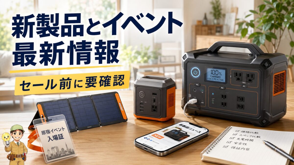 Jackeryの新製品や体験イベントとセール前の確認ポイントを表現したアイキャッチ画像