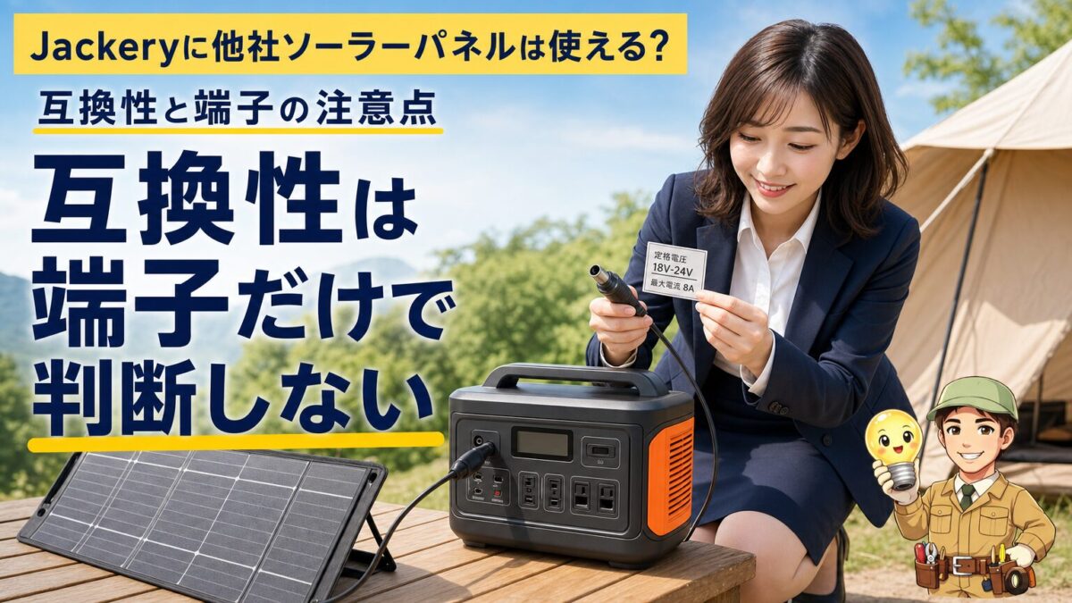 Jackeryと他社ソーラーパネルの互換性を確認するイメージ