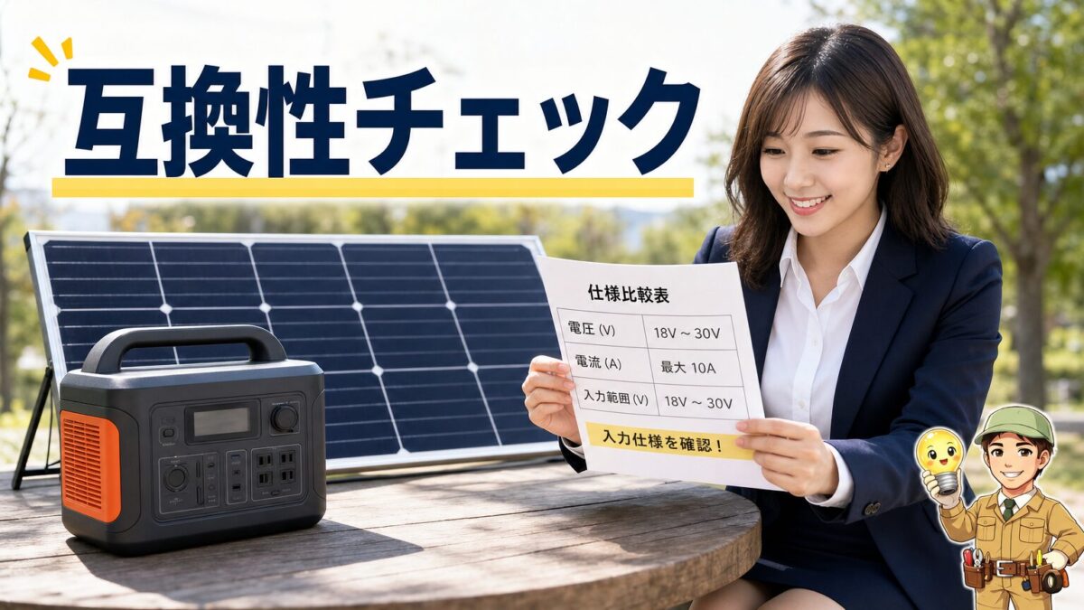他社ソーラーパネルとの互換性を確認する様子