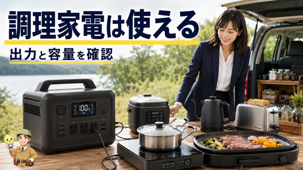IHやケトルなど複数の調理家電へ給電するポータブル電源