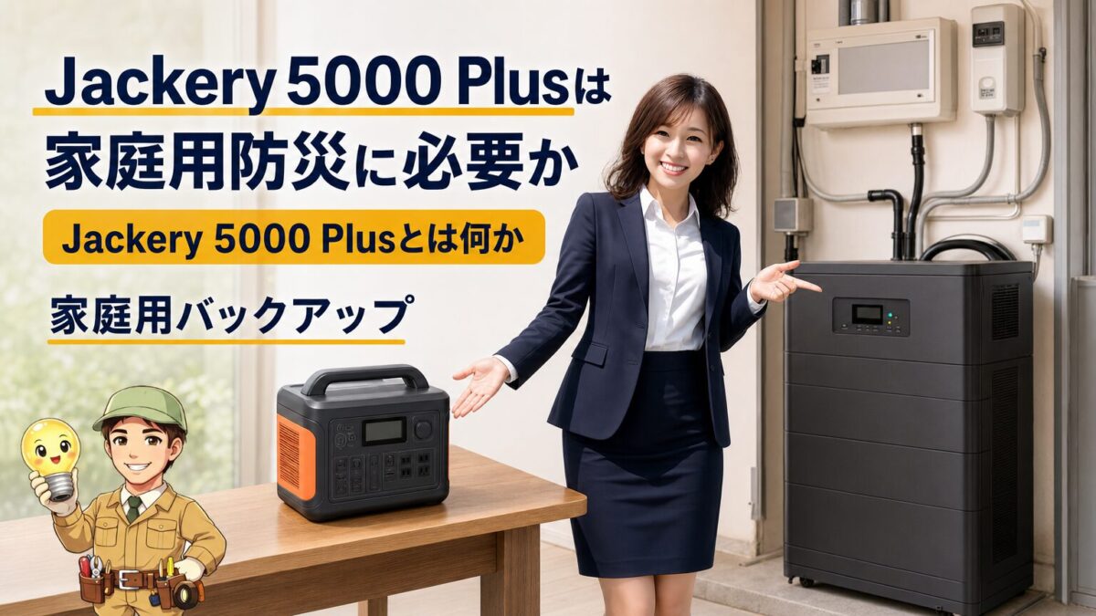 Jackery 5000 Plusが家庭用バックアップ電源であることを示す画像
