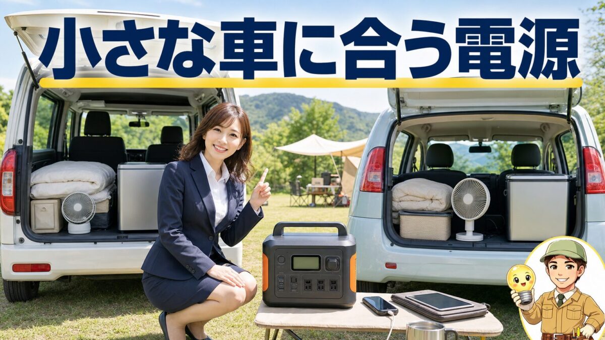 軽バンと軽自動車に収まるコンパクトなポータブル電源