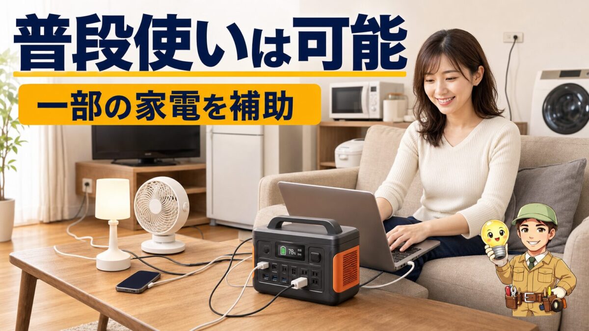 ポータブル電源で必要な家電だけを補助的に動かす家庭での普段使い