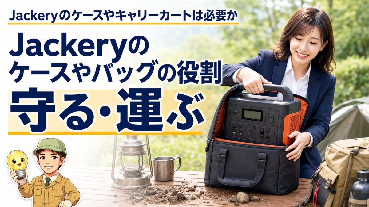 ポータブル電源を専用バッグで傷やほこりから守る役割を示すイメージ