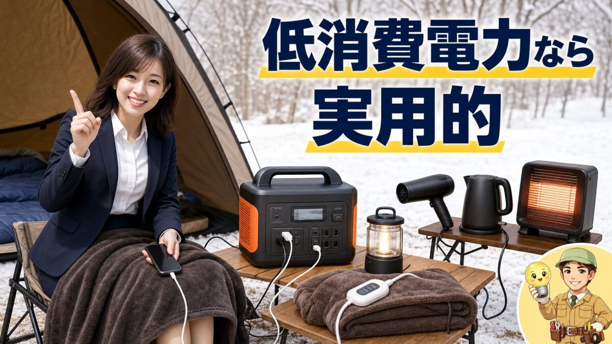 冬キャンプで電気毛布や照明に使うポータブル電源