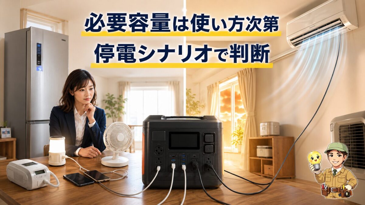 停電時に使う家電から3000Wh以上の必要性を判断する家庭の画像
