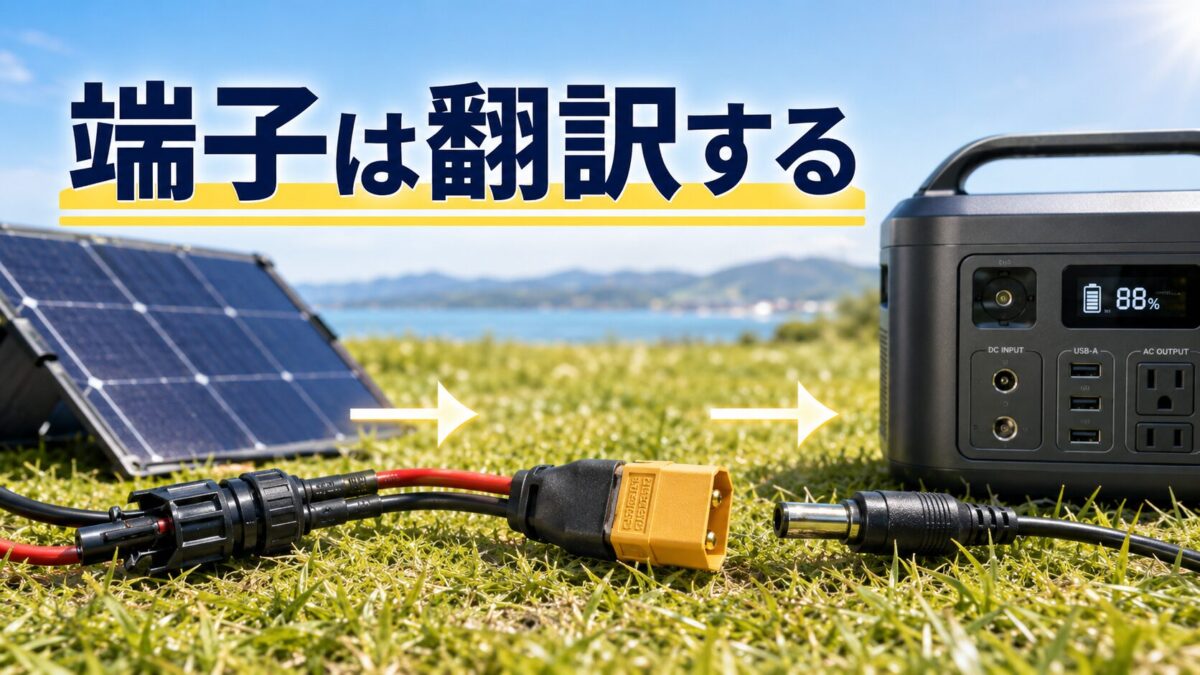 MC4からXT60や丸型DC端子へ変換するソーラー充電ケーブル