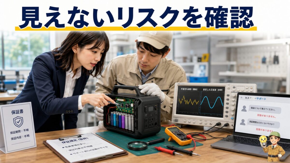 電池品質や出力波形と保証体制を点検する激安ポータブル電源
