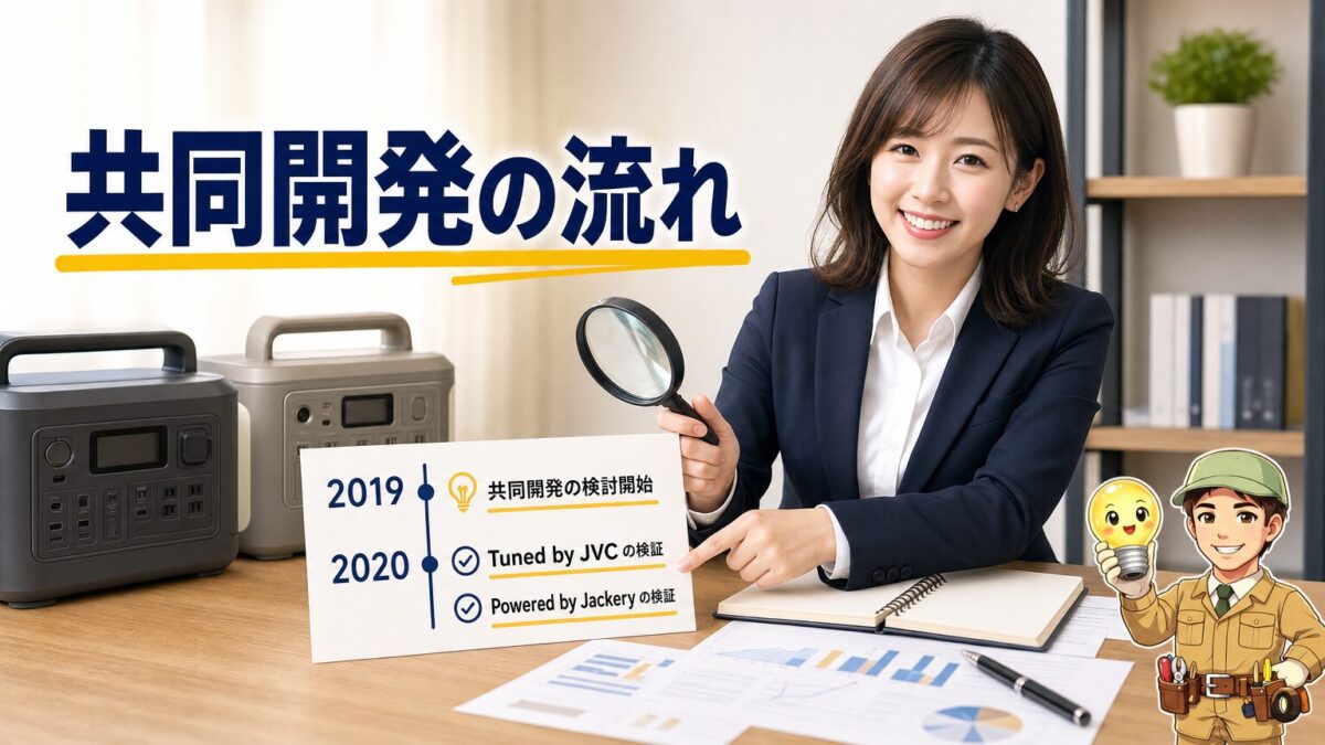 JVCとJackeryの共同開発関係を検証する画像