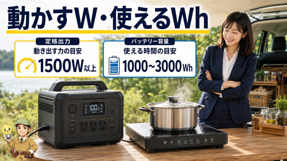 調理家電を動かす定格出力Wと使用時間を決める容量Whの違い