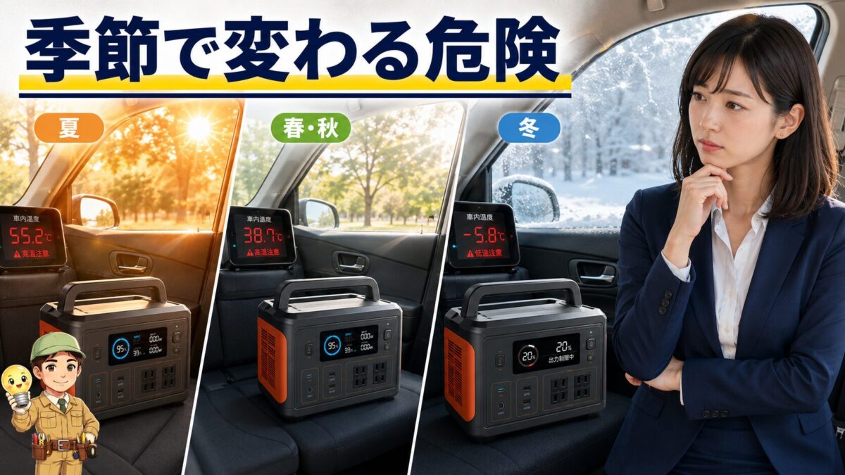 夏の高温と冬の低温によるポータブル電源の季節別リスク