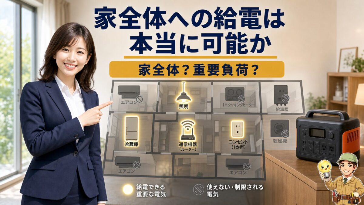 家全体への給電と重要負荷の違いを示す画像