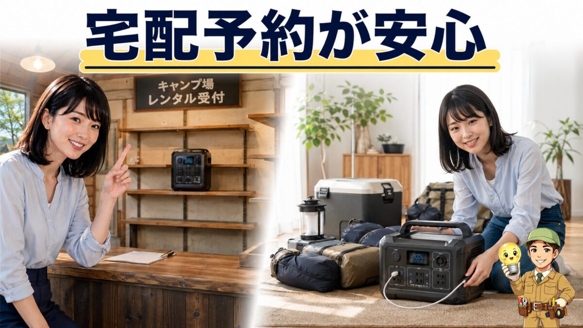 キャンプ場の限られた貸出品と自宅で事前確認できる宅配レンタルの比較