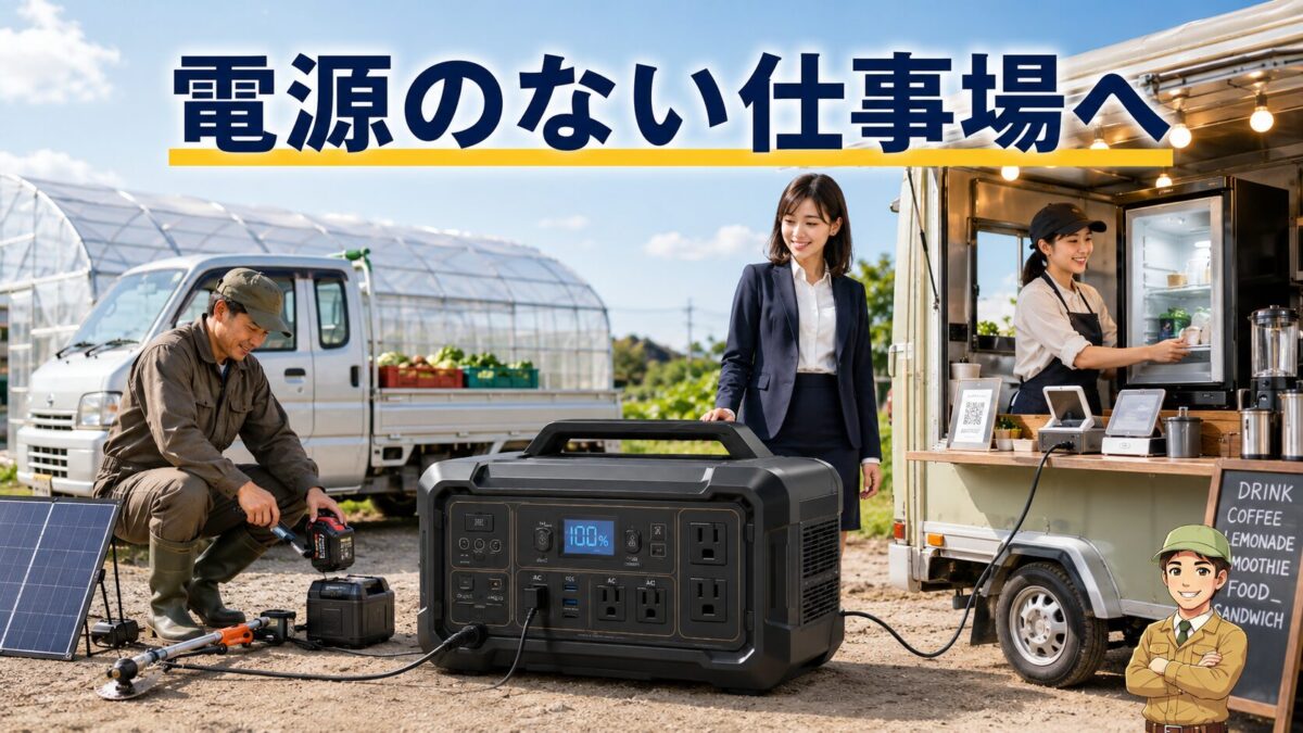 農場とキッチンカーで電源を確保する大容量ポータブル電源