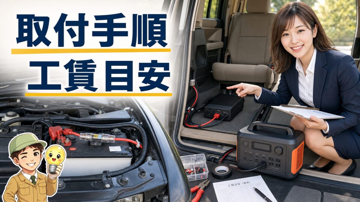 車へのドライブチャージャー取り付け手順と工賃相場を示す画像