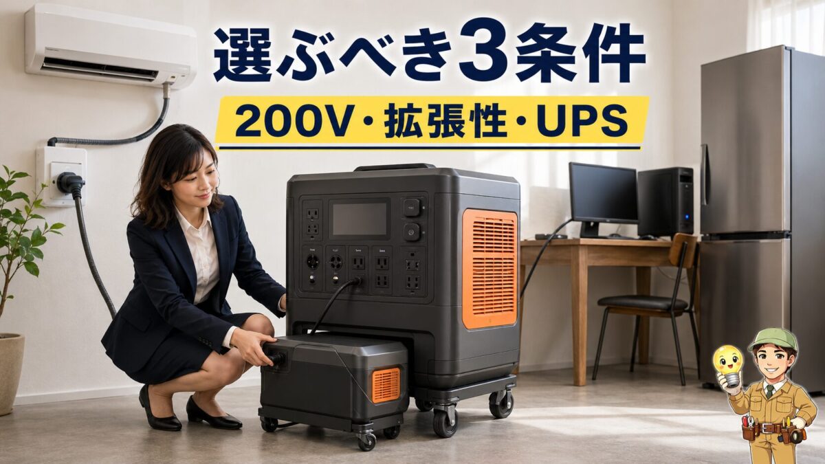 200V対応と拡張性とUPS機能で大型ポータブル電源を選ぶ画像