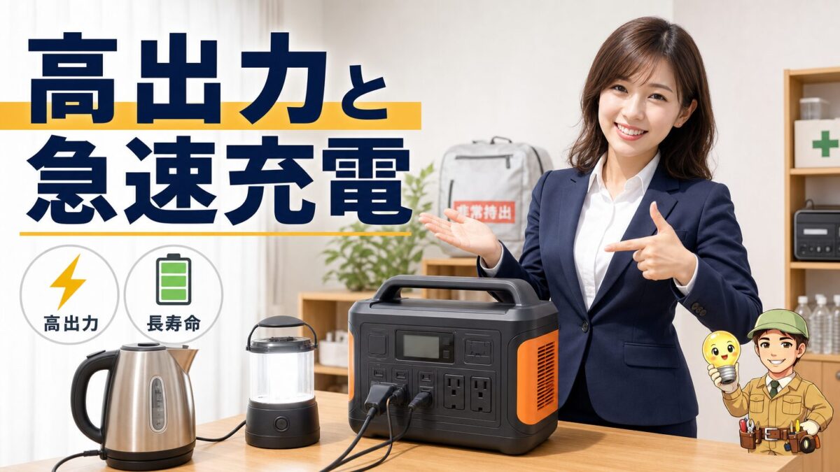 Pecronの高出力性能と急速充電の強みを表す画像
