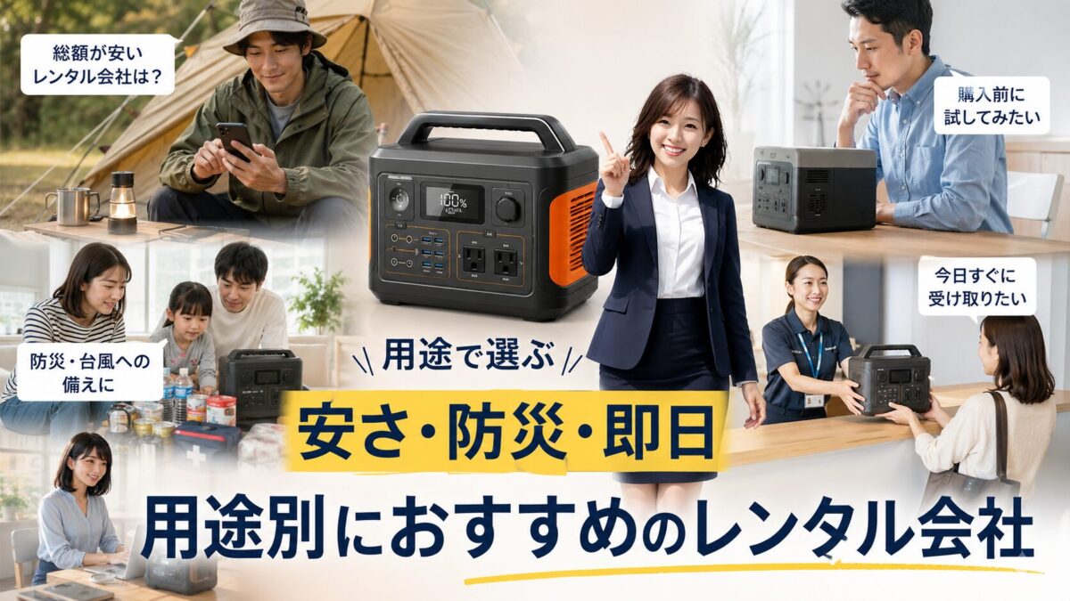 安さや購入前のお試しや防災や即日利用でレンタル会社を選ぶ場面