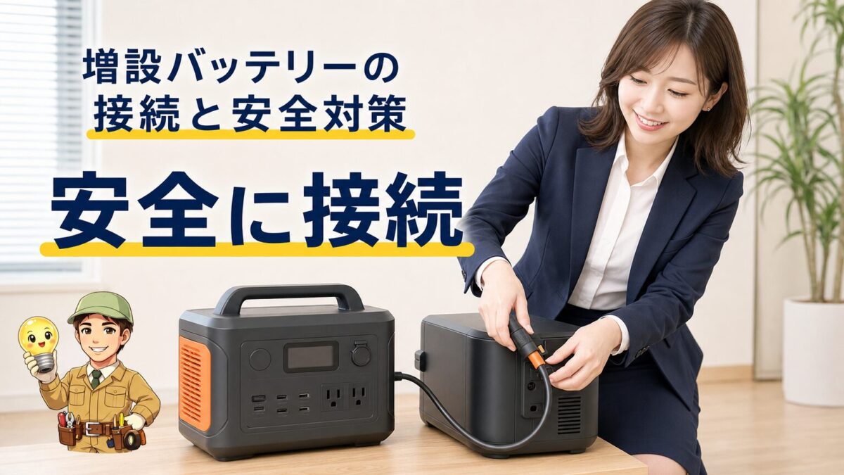 拡張バッテリーを安全に接続する手順を表した画像