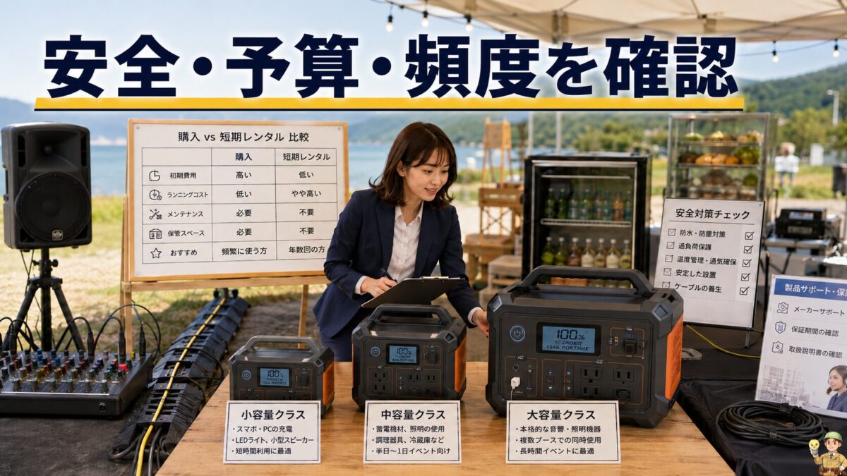 屋外使用の安全性や予算を確認して選ぶポータブル電源