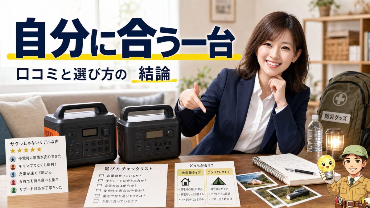 口コミを参考に自分に合うポータブル電源を選ぶ画像