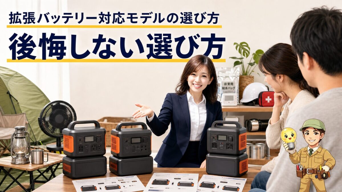用途や将来の停電対策に合わせて拡張対応モデルを選ぶイメージ