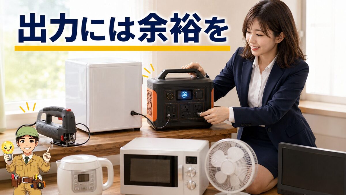 起動電力と複数家電の同時使用を考えて接続機器を調整する場面